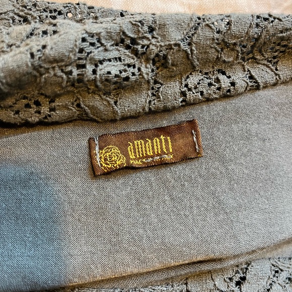 Amanti Italian 100% Silk Shell Lace Overlay Knee Lenghth 3/4 Sleeve Dress - Picture 4 of 6